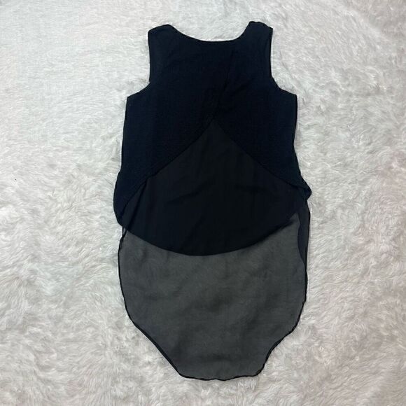 Moon Collection Sleeveless Top High Low Sheer Rhinestone Black Size S Loose Fit - Picture 8 of 10